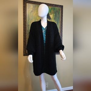 Black Ribbed Knit Cardigan